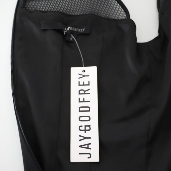 Jay Godfrey S Mesh Cutout Bodycon Midi Dress Black - Picture 6 of 9
